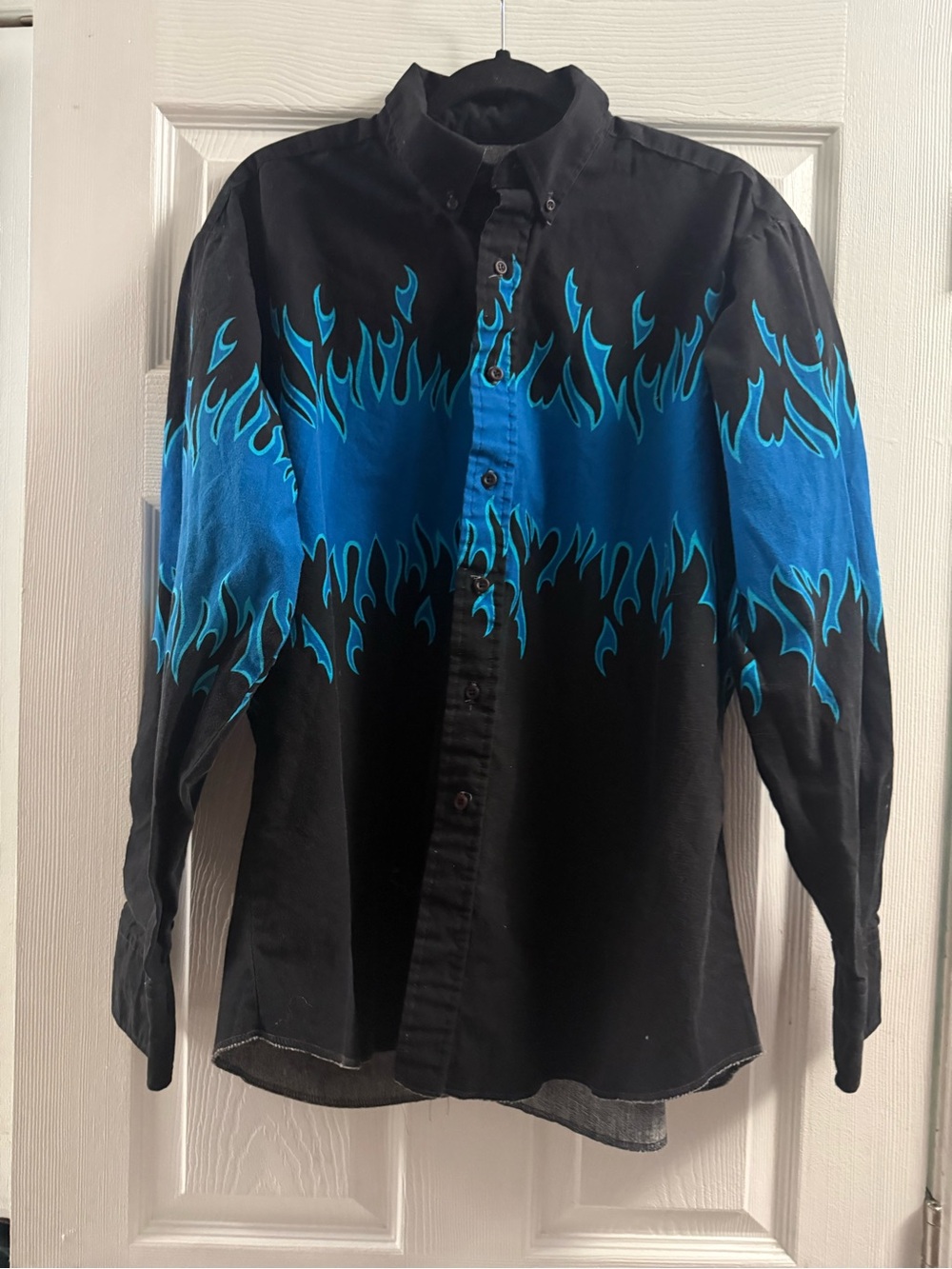 Vintage Brooks & Dunn Panhandle Slim Western Blue Flames Button Up